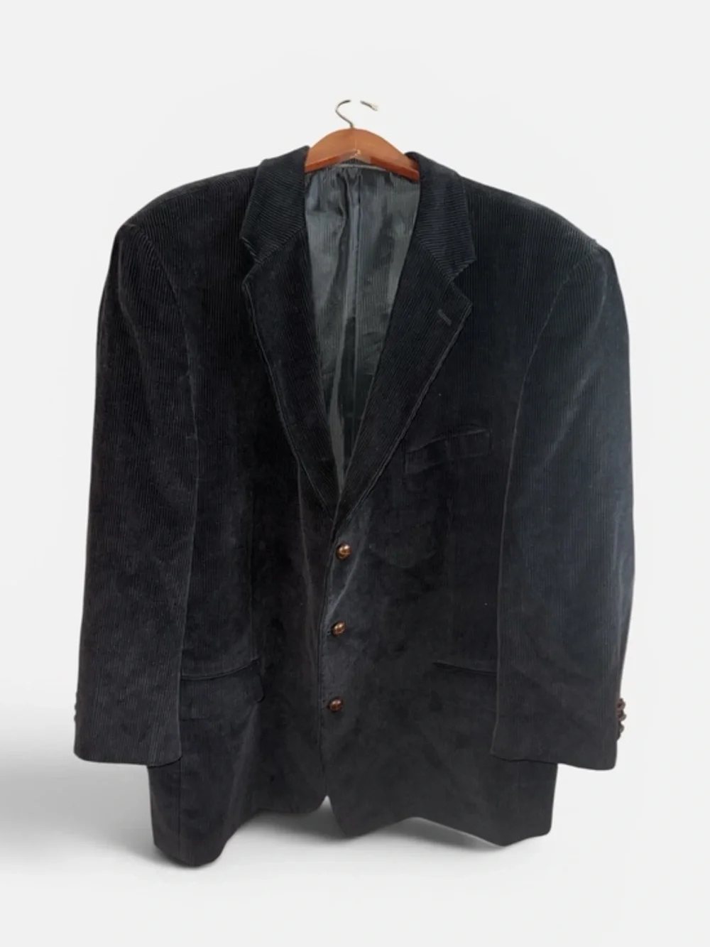 Zagato Classic Men's Black Corduroy Blazer Jacket Size 50R Unique Buttons Retro